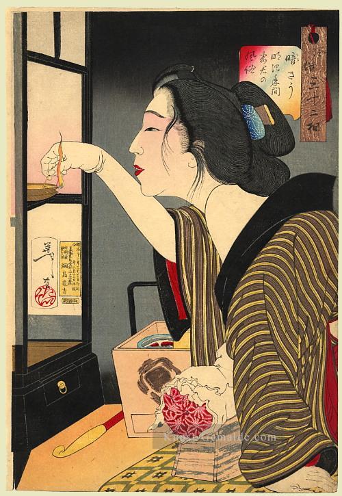 Dunkeles Aussehen einer Frau während der Meiji Ära Tsukioka Yoshitoshi Japanisch Ölgemälde